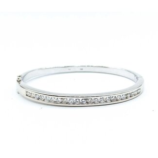 Bracelet Hinged Channel set Bangle 1.50ctw Round Diamonds14kw 6.5 21.6g 225070136