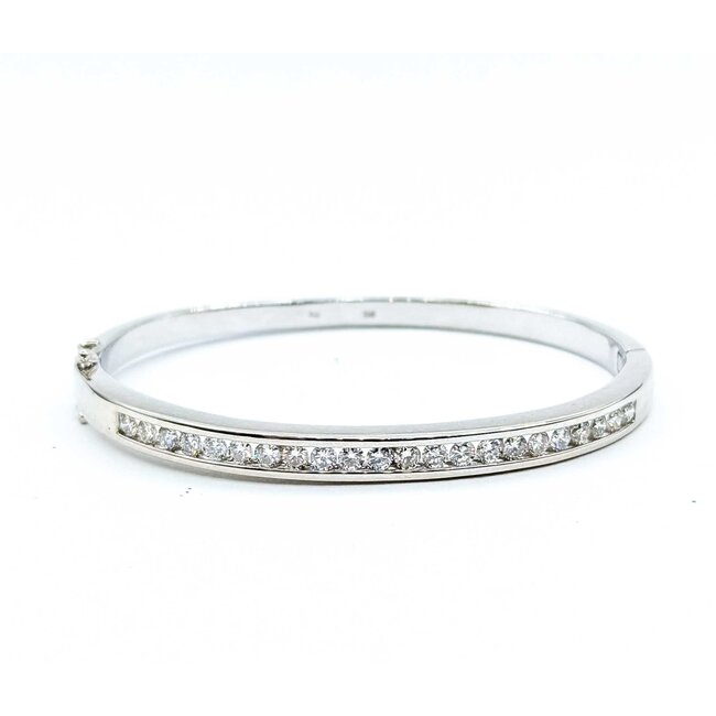 Bracelet Hinged Channel set Bangle 1.50ctw Round Diamonds14kw 6.5 21.6g 225070136