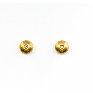 Earrings Bezel Set .04ctw Round Diamonds 14ky 8mm 1.6g 225070099