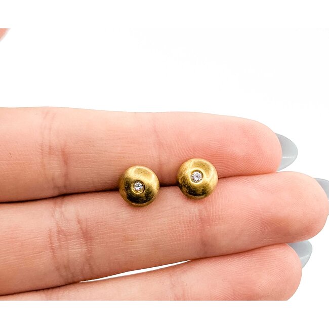 Earrings Bezel Set .04ctw Round Diamonds 14ky 8mm 1.6g 225070099