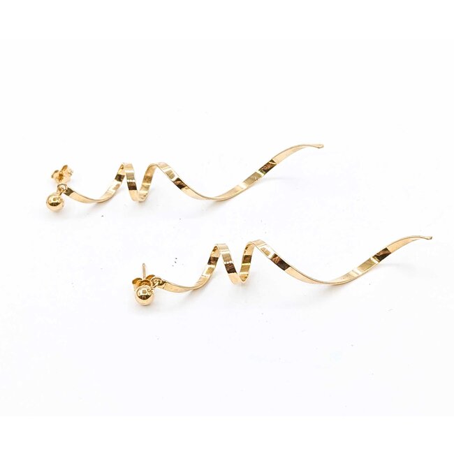 Earrings Swirls 14ky 61x8mm 2.7g 225070043