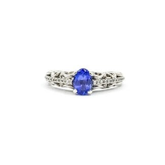 Ring Vintage Style .15ctw Round Diamonds .80ct Tanzanite 14kw Sz7.25 3.5g 225070142