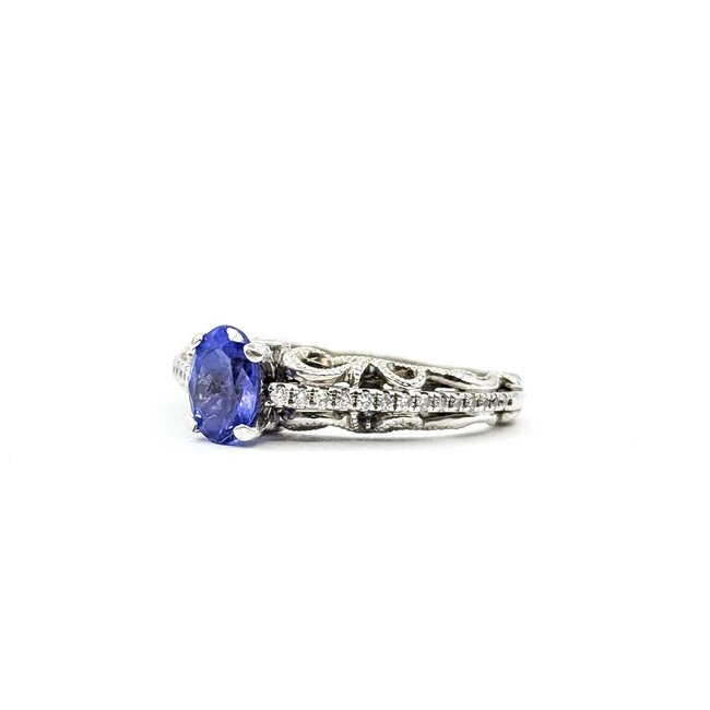 Ring Vintage Style .15ctw Round Diamonds .80ct Tanzanite 14kw Sz7.25 3.5g 225070142