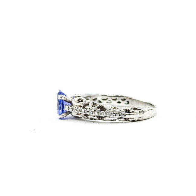 Ring Vintage Style .15ctw Round Diamonds .80ct Tanzanite 14kw Sz7.25 3.5g 225070142
