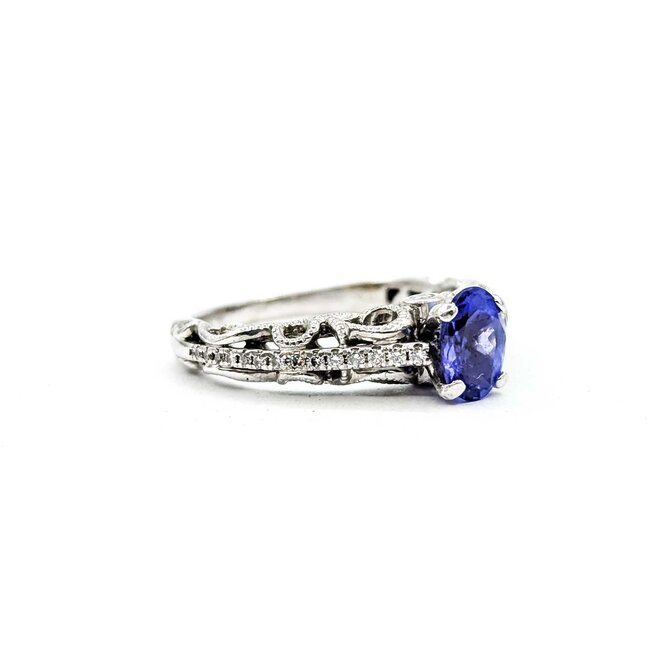Ring Vintage Style .15ctw Round Diamonds .80ct Tanzanite 14kw Sz7.25 3.5g 225070142