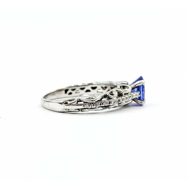 Ring Vintage Style .15ctw Round Diamonds .80ct Tanzanite 14kw Sz7.25 3.5g 225070142