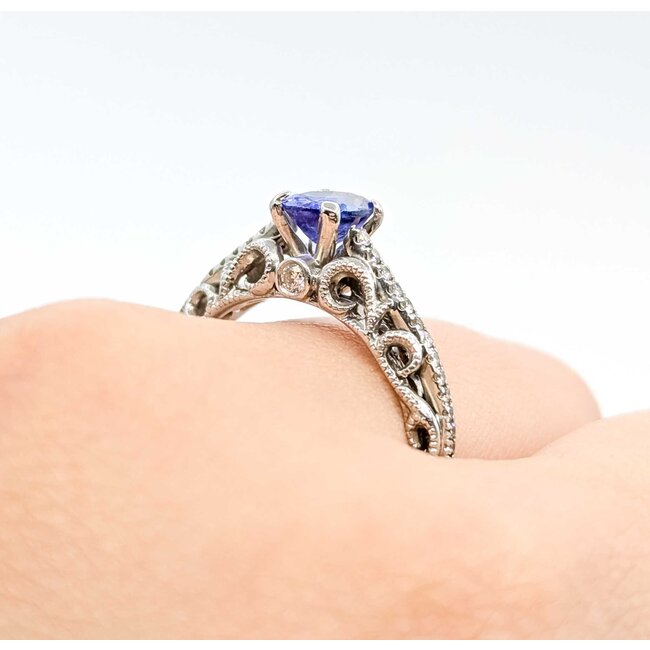 Ring Vintage Style .15ctw Round Diamonds .80ct Tanzanite 14kw Sz7.25 3.5g 225070142