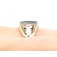 Ring Carved Soldier .01ctw Single Cut Diamonds Hematite 10ky 16mm Sz10 8.2g 225070080