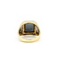 Ring Carved Soldier .01ctw Single Cut Diamonds Hematite 10ky 16mm Sz10 8.2g 225070080