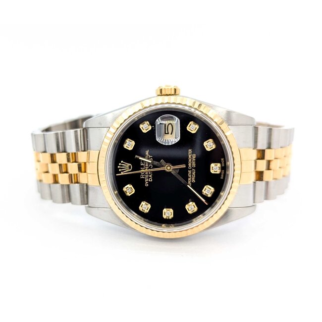Watch Rolex Oyster Perpetual Datejust 16233 Yr 1989 AM Diamond Dial 36mm Stainless Steel & 18kt Yellow Gold 7.5" Box & Card 125076004