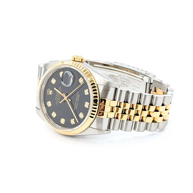 Watch Rolex Oyster Perpetual Datejust 16233 Yr 1989 AM Diamond Dial 36mm Stainless Steel & 18kt Yellow Gold 7.5" Box & Card 125076004