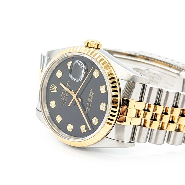 Watch Rolex Oyster Perpetual Datejust 16233 Yr 1989 AM Diamond Dial 36mm Stainless Steel & 18kt Yellow Gold 7.5" Box & Card 125076004