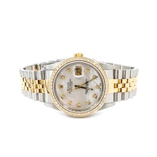 Watch Rolex Oyster Perpetual Datejust 16233 Yr 1994 AM Dial Diamond & Bezel 36mm Stainless Steel & 18kt Yellow Gold 7.75" Box & Card 125076005