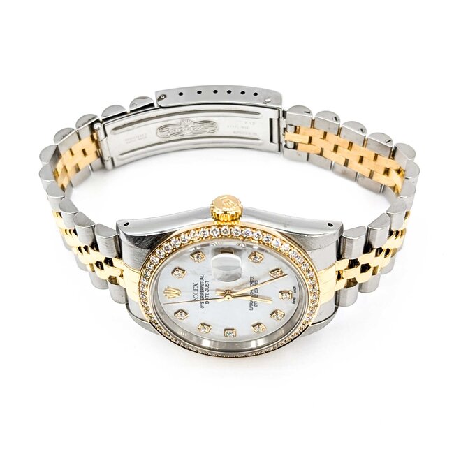 Watch Rolex Oyster Perpetual Datejust 16233 Yr 1994 AM Dial Diamond & Bezel 36mm Stainless Steel & 18kt Yellow Gold 7.75" Box & Card 125076005