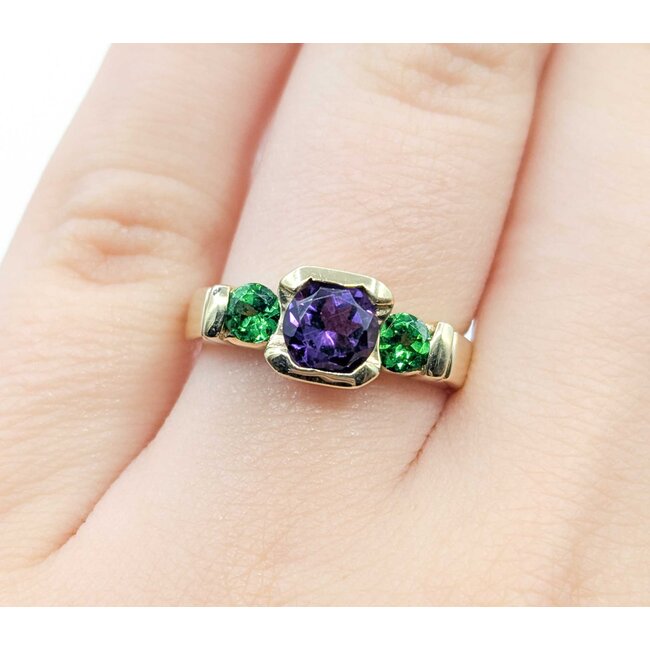 Ring .75ct Purple Amethyst .50ctw Green Tsavorite Garnet 14ky Sz5.5 5.1g 225080042