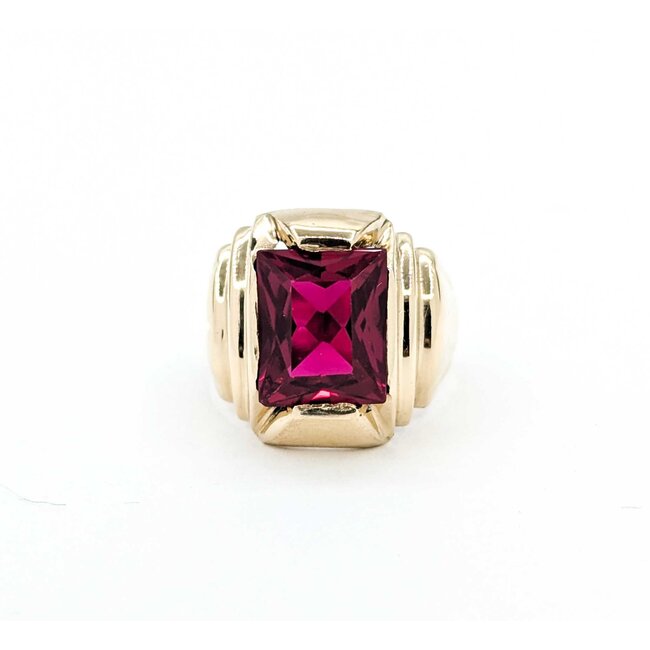 Ring Red Synthetic Stone 10ky Sz6.5 6.5g 225080050