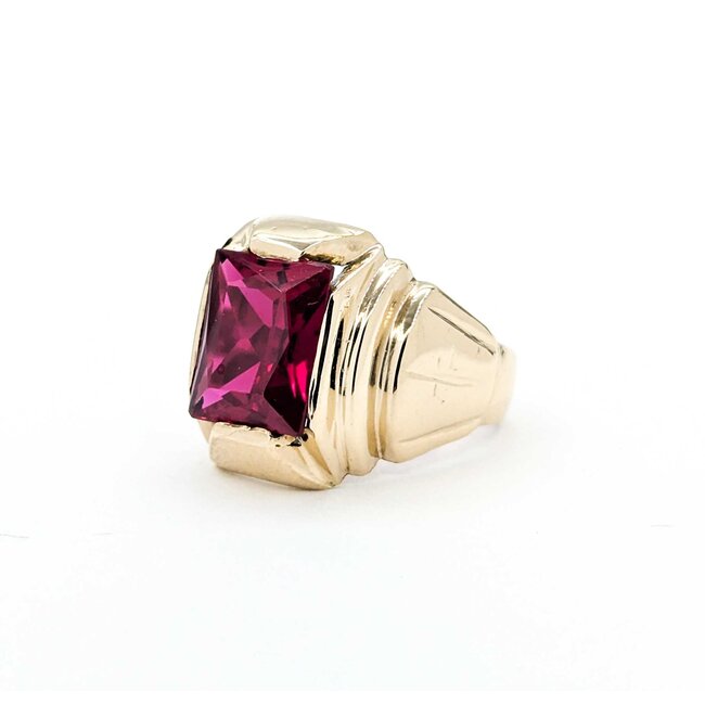 Ring Red Synthetic Stone 10ky Sz6.5 6.5g 225080050