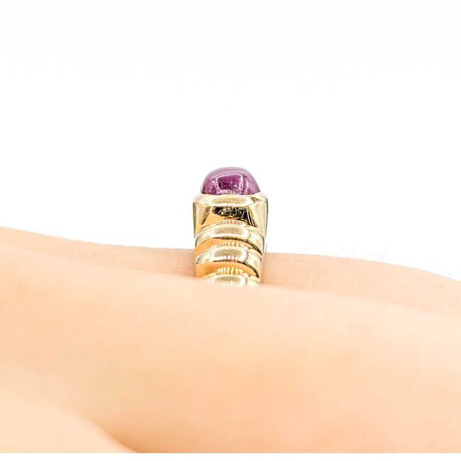 Ring Ribbed .80ct Ruby 14ky Sz5.5 3.1g 225080040