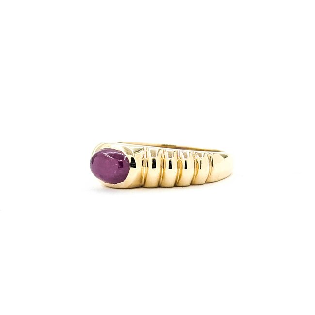 Ring Ribbed .80ct Ruby 14ky Sz5.5 3.1g 225080040