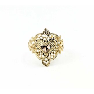 Ring Vintage Filigree heart 14ky Sz6 2.1g 225072046