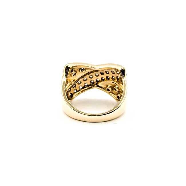 Ring Crossover .50ctw Round Diamonds 14ky Sz6 6.5g 225080045