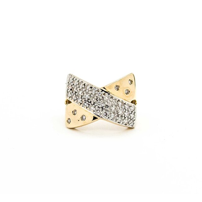 Ring Crossover .50ctw Round Diamonds 14ky Sz6 6.5g 225080045