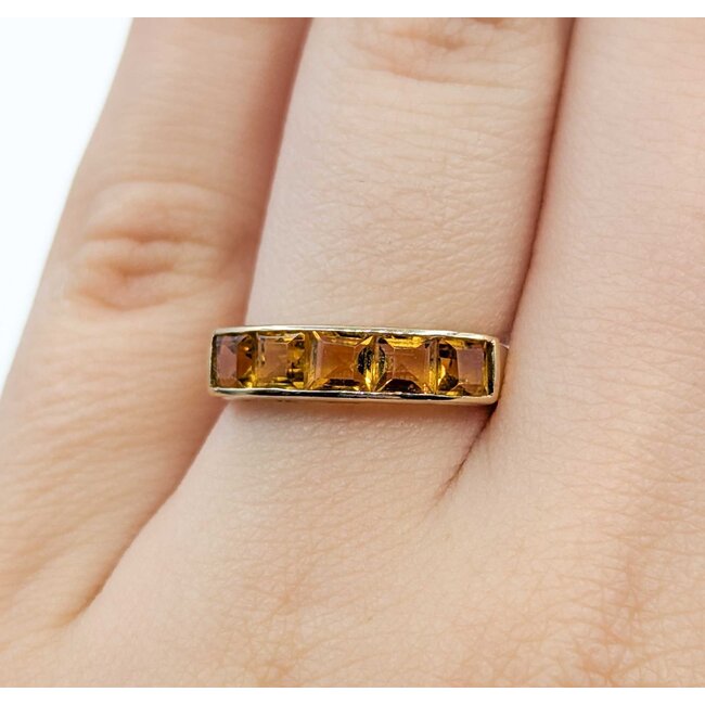 Ring 5 Stone 1.00ctw Citrine 14ky Sz6 2.0g 225080059