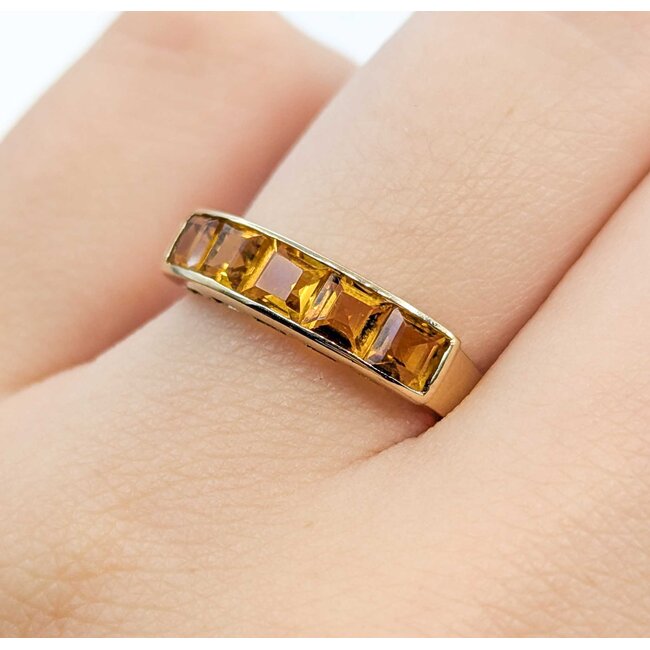 Ring 5 Stone 1.00ctw Citrine 14ky Sz6 2.0g 225080059