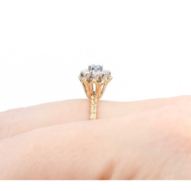 Ring Vintage Cluster .08ctw Round Diamonds .09ct Sapphire 10ky Sz6.5 1.8g 225080024