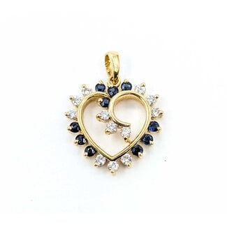 Pendant .12ctw Round Diamonds .12ctw Blue Sapphire 14ky 20x15.50mm 1.73g 225080068