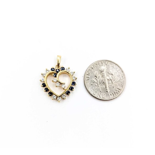 Pendant .12ctw Round Diamonds .12ctw Blue Sapphire 14ky 20x15.50mm 1.73g 225080068