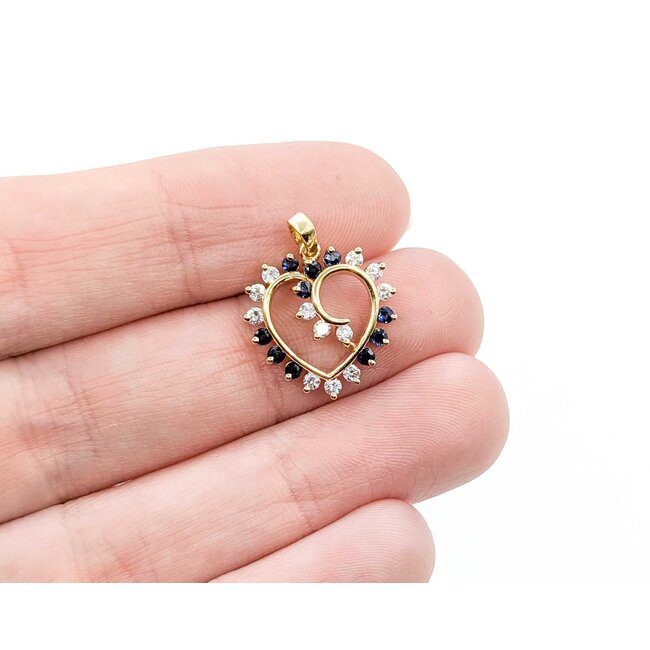 Pendant .12ctw Round Diamonds .12ctw Blue Sapphire 14ky 20x15.50mm 1.73g 225080068