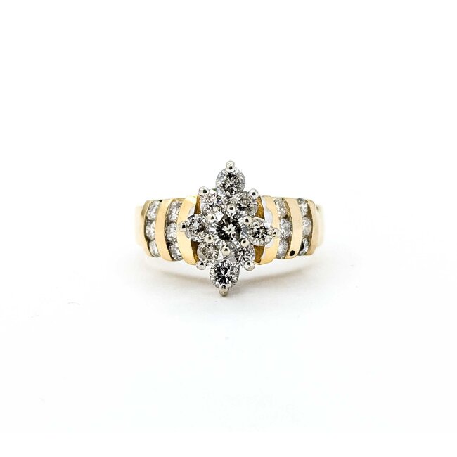 Ring Cluster .75ctw Round Diamonds 10ky 6mm Sz4.5 4.61g 225080021