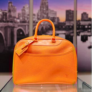 Handbag Louis Vuitton Deauville Cannelle Epi Orange 125095021