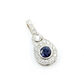 Pendant Drop .65ctw Round Diamonds .75ct Blue Sapphire 14kw 26x11.5mm 3.07g 225080036