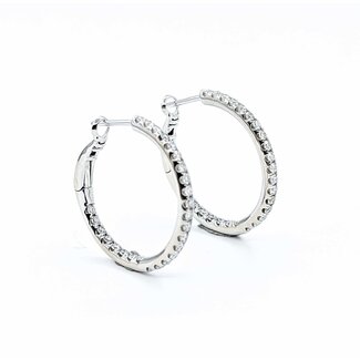 Earrings Hoops Inside Out 1.05ctw Round Diamonds 18kw 2.3mm 1" 7.2g 125080028