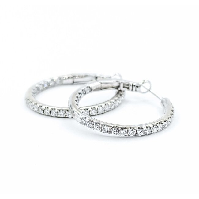 Earrings Hoops Inside Out 1.05ctw Round Diamonds 18kw 2.3mm 1" 7.2g 125080028