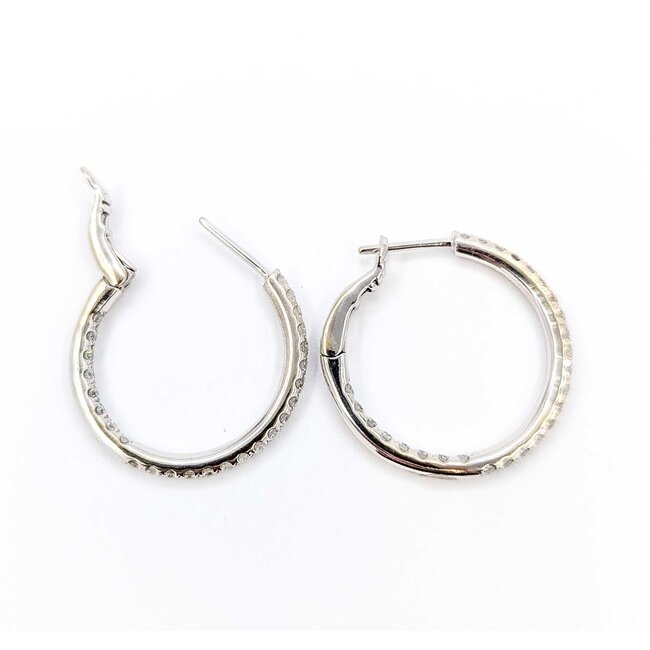 Earrings Hoops Inside Out 1.05ctw Round Diamonds 18kw 2.3mm 1" 7.2g 125080028
