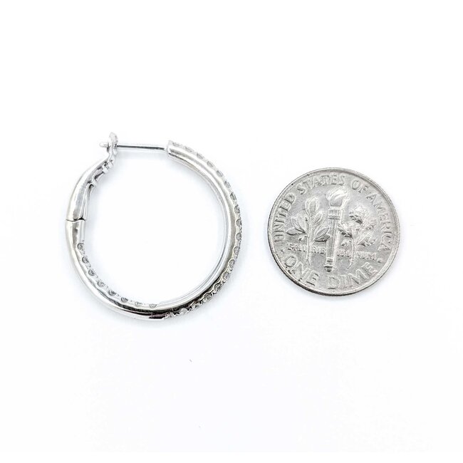 Earrings Hoops Inside Out 1.05ctw Round Diamonds 18kw 2.3mm 1" 7.2g 125080028