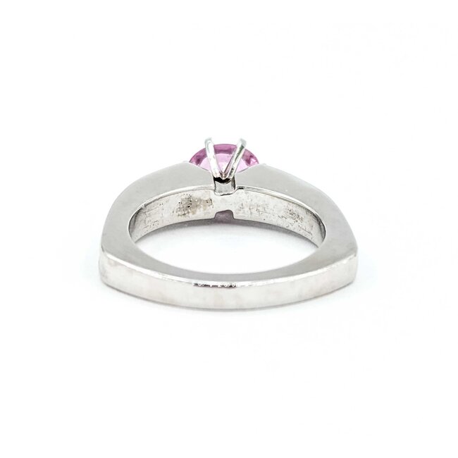Ring Euro Shank .20ctw Round Diamonds Pink Sapphire 14kw Sz6 7.3g 225080054