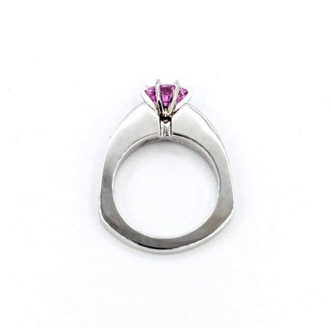 Ring Euro Shank .20ctw Round Diamonds Pink Sapphire 14kw Sz6 7.3g 225080054