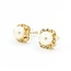 Earrings Round Single Cut Diamonds 8mm Pearl 14ky 12.5mm 3.89g 225080070