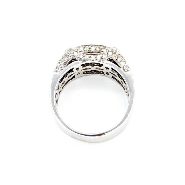 Ring 3 Row 1.25ctw Princess/Round Diamonds 18kw 9mm Sz8.75 8.78g 225080037