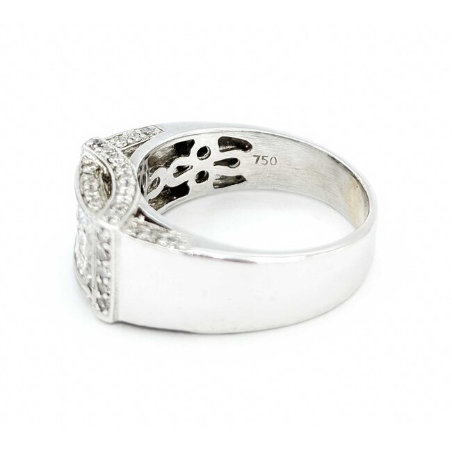 Ring 3 Row 1.25ctw Princess/Round Diamonds 18kw 9mm Sz8.75 8.78g 225080037