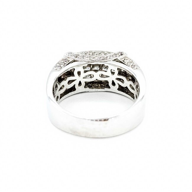 Ring 3 Row 1.25ctw Princess/Round Diamonds 18kw 9mm Sz8.75 8.78g 225080037