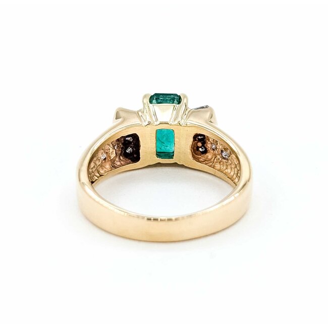 Ring .75ctw Princess Diamonds 1.51ct Emerald 14ky sz6.5 124030242