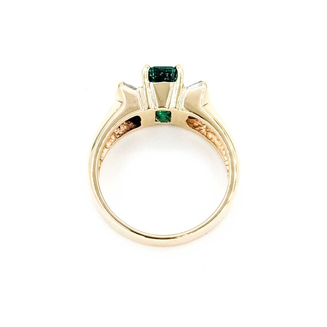 Ring .75ctw Princess Diamonds 1.51ct Emerald 14ky sz6.5 124030242