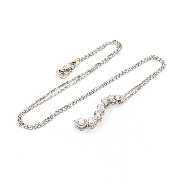 Pendant w/Chain 7 Stone Journey 1.00ctw Round Diamonds 14ky 25x6.5mm 18" 4.42g 225090013