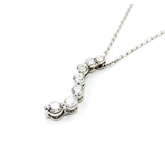 Pendant w/Chain 7 Stone Journey 1.00ctw Round Diamonds 14ky 25x6.5mm 18" 4.42g 225090013