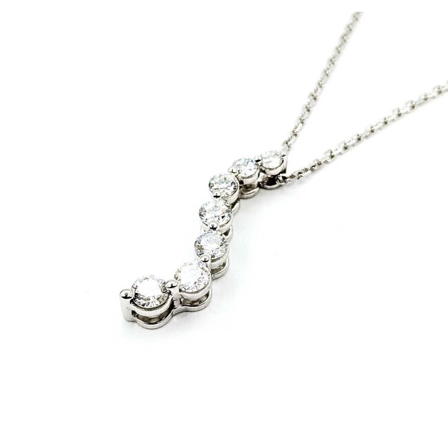 Pendant w/Chain 7 Stone Journey 1.00ctw Round Diamonds 14ky 25x6.5mm 18" 4.42g 225090013
